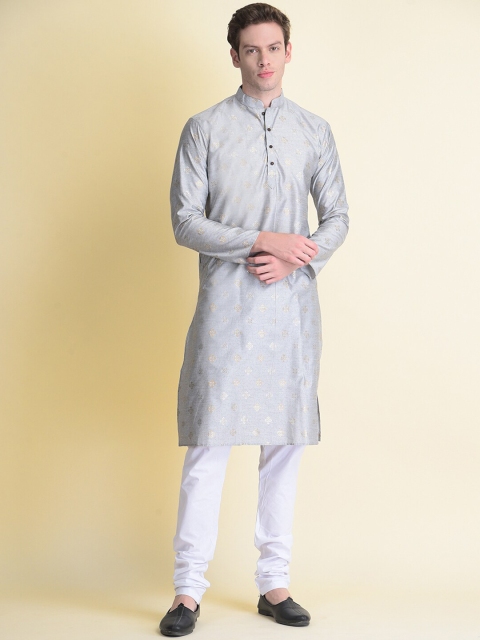 

NAMASKAR Men Grey Thread Work Kurta