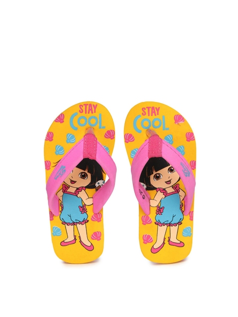 

Hopscotch Girls Yellow & Pink Printed Rubber Slip-On