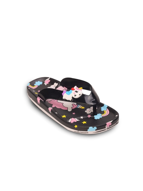 

Hopscotch Girls Black & Pink Printed Rubber Room Slippers