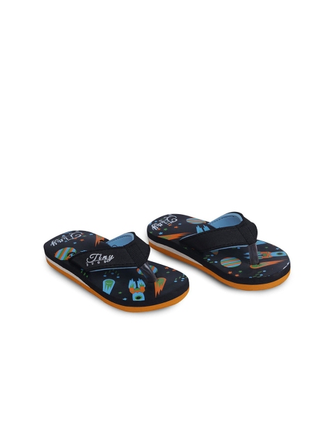 

Hopscotch Unisex Kids Black & Orange Printed Rubber Room Slippers