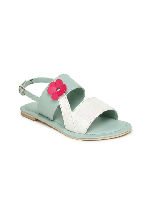 

Hopscotch Girls Green & White Open Toe Flats