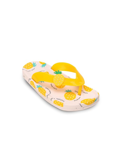 

Hopscotch Girls White & Yellow Printed Rubber Room Slippers