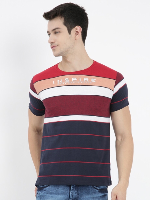 

V2 Value & Variety Men Red Striped V-Neck T-shirt