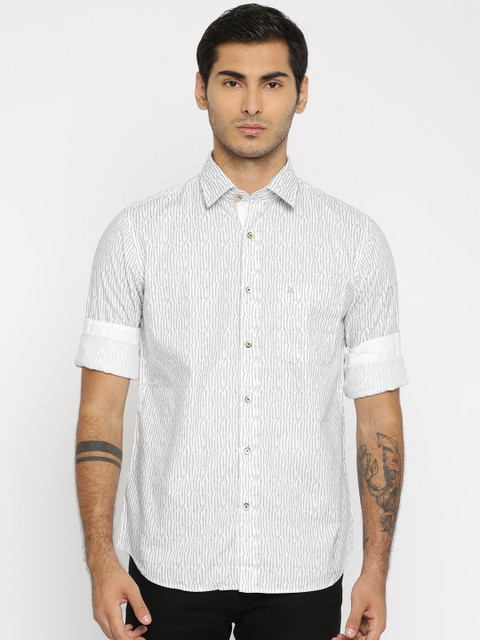 

Raymond White & Grey Printed Slim Fit Casual Shirt