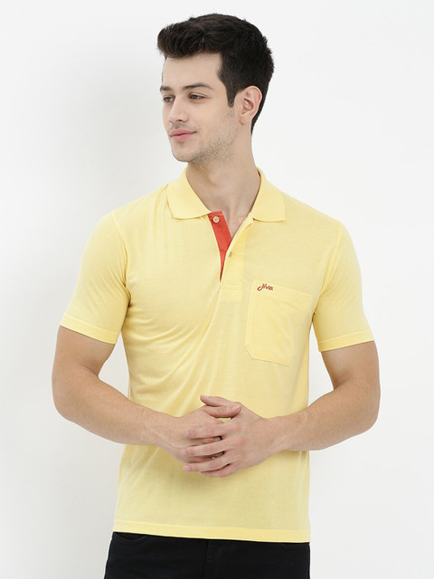

V2 Value & Variety Men Mustard Yellow Henley Neck T-shirt
