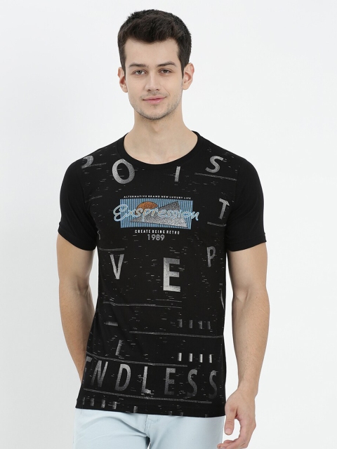 

V2 Value & Variety Men Black Printed Applique T-shirt