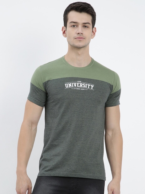 

V2 Value & Variety Men Green Colourblocked Extended Sleeves T-shirt