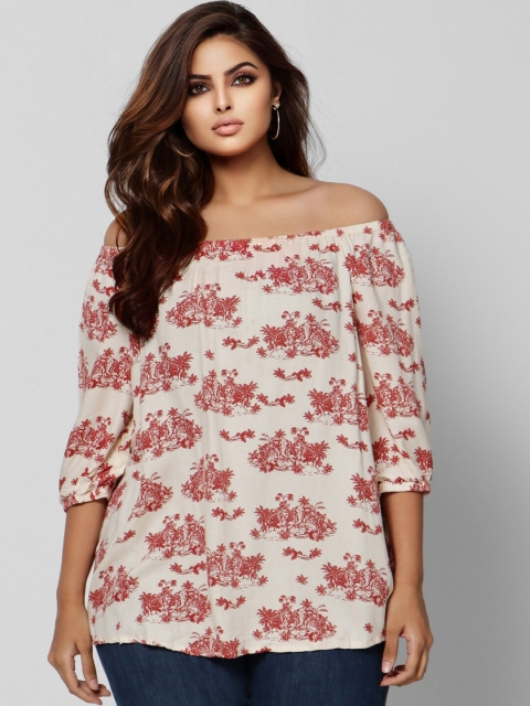 

VERO MODA CURVE White Floral Print Off-Shoulder Bardot Top