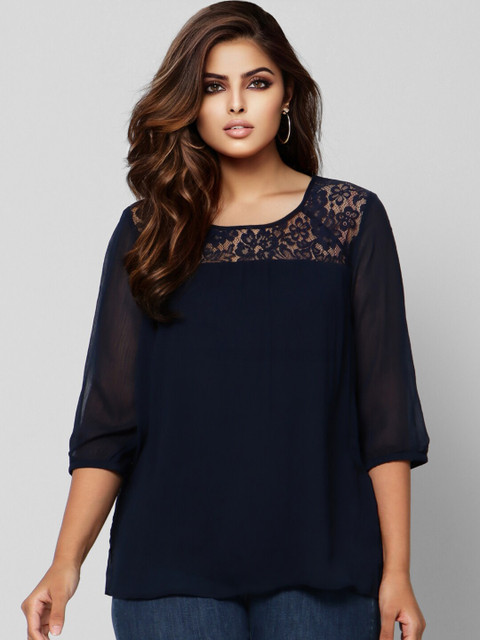 

VERO MODA CURVE Blue Solid Top
