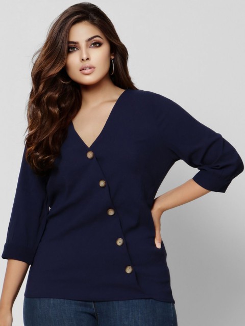 

VERO MODA CURVE Blue Wrap Top