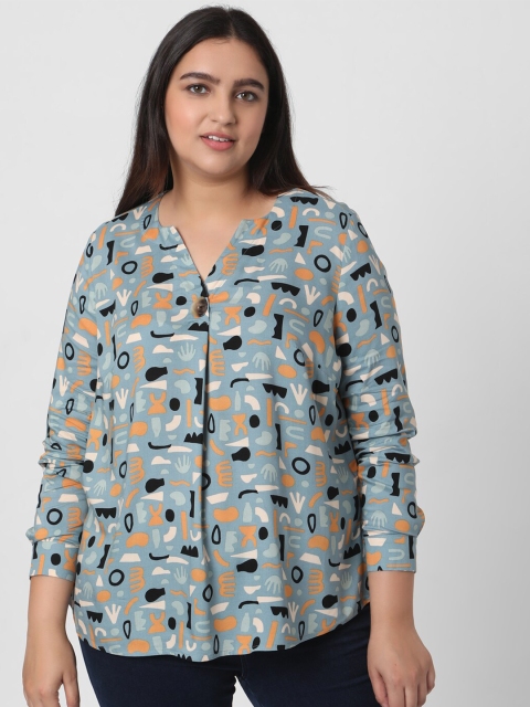

VERO MODA CURVE Blue Print Shirt Style Top