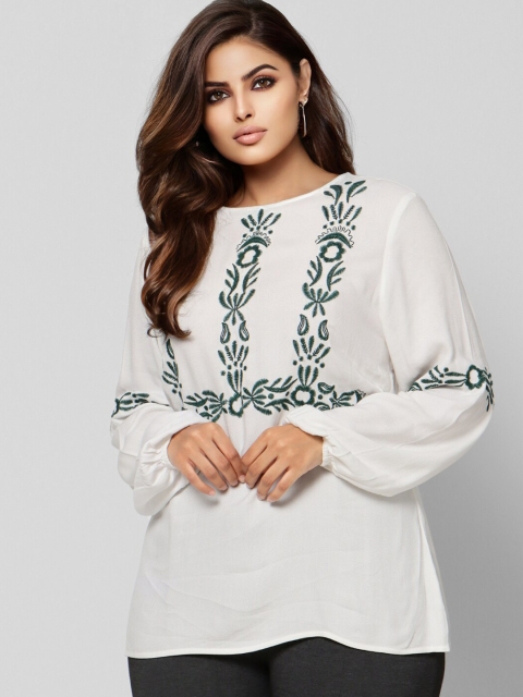 

VERO MODA CURVE White Floral Print Top