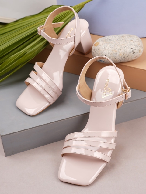 

EVERLY Red Colourblocked Block Sandals