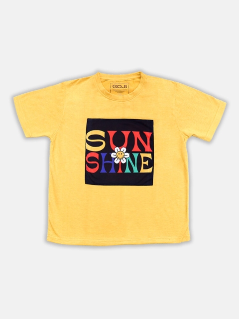 

GOJI Kids Maroon Typography Printed Applique T-shirt