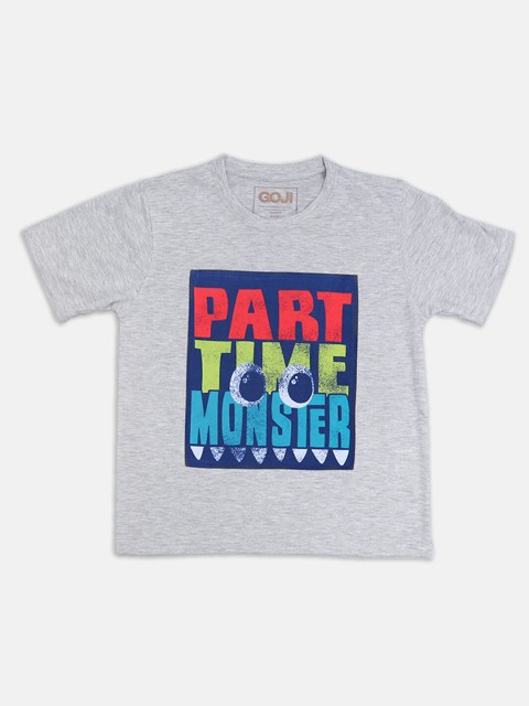 

GOJI Kids Maroon Typography Printed Applique T-shirt