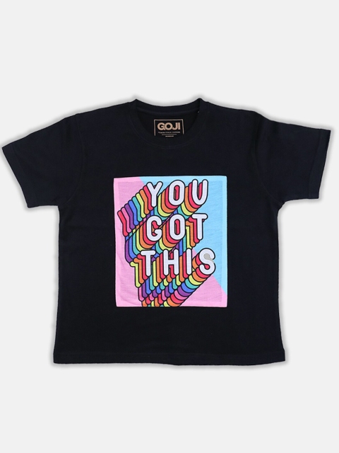 

GOJI Kids Maroon Typography Printed V-Neck T-shirt