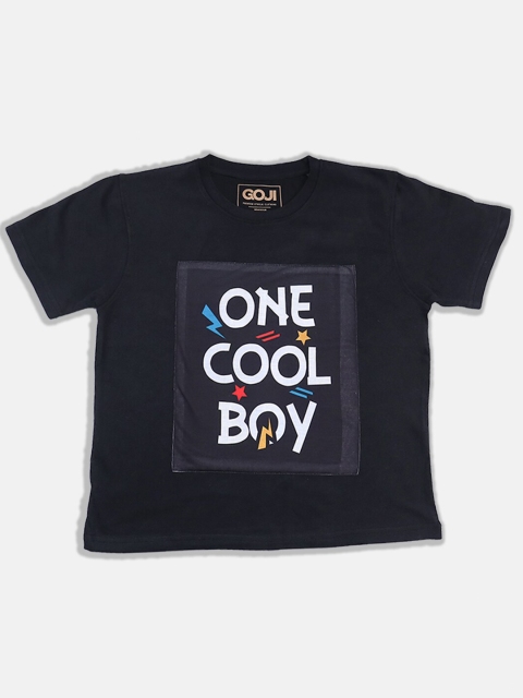 

GOJI Kids Peach-Coloured Typography Printed Applique T-shirt