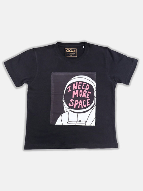

GOJI Kids Blue Typography Printed Applique T-shirt