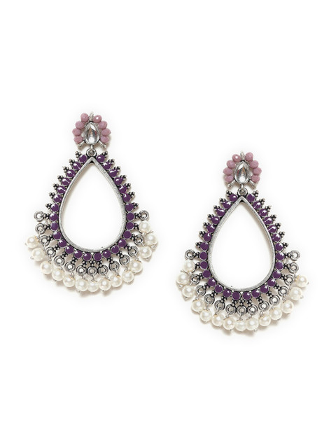 

W Purple Teardrop Shaped Drop Earrings