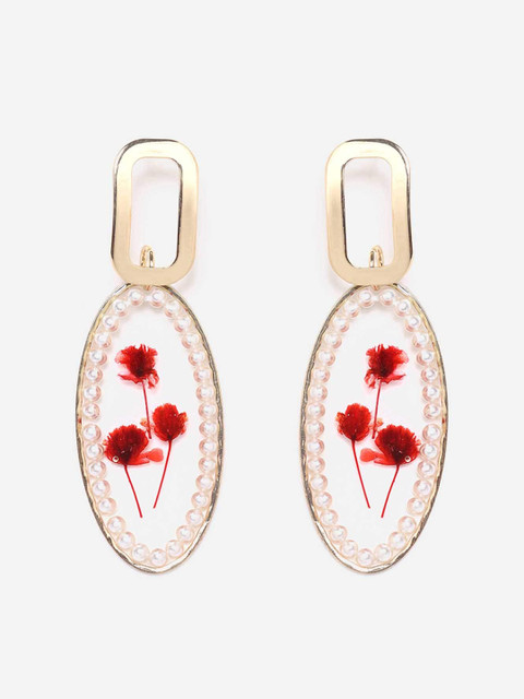 

W Red Oval Hoop Earrings