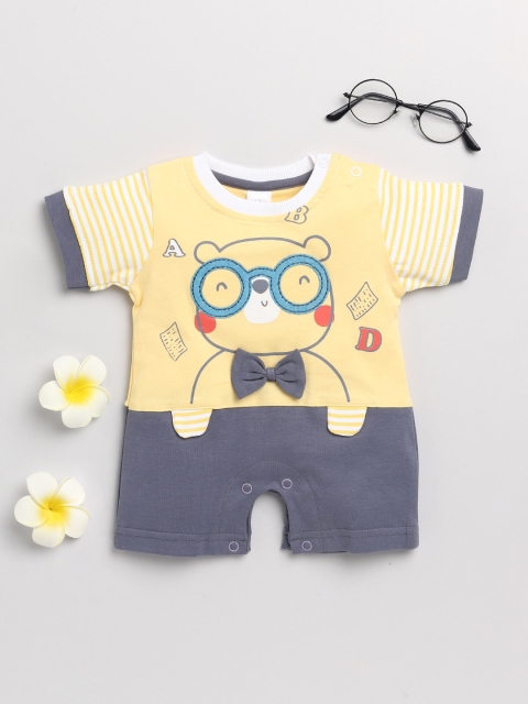 

Olio Kids Boys Yellow Printed Pure Cotton Rompers