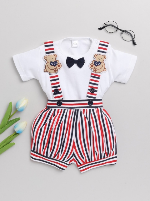 

Olio Kids Girls Red & Blue Printed Rompers