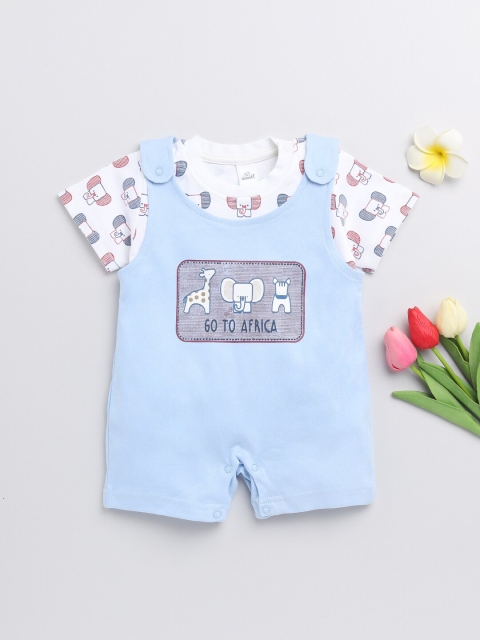 

Olio Kids Infant Kids Blue Printed Pure Cotton Rompers