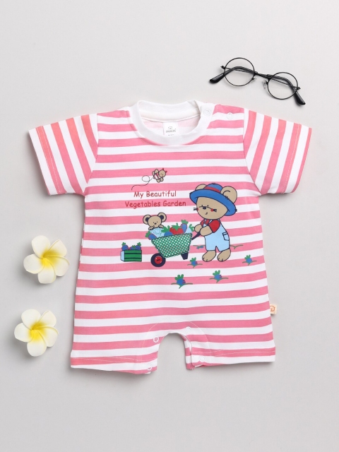 

Olio Kids Infant Boys Pink & White Striped Cotton Rompers