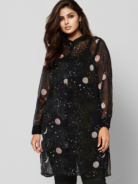 

VERO MODA CURVE Women Black Floral Printed Casual Shirt