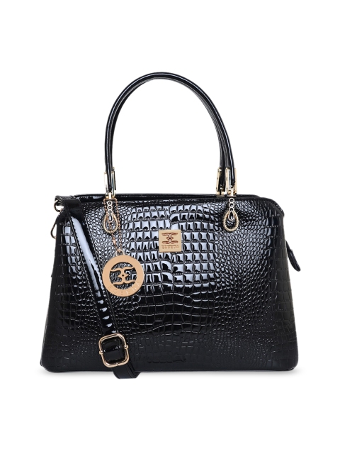 

ESBEDA Black Textured PU Structured Handheld Bag