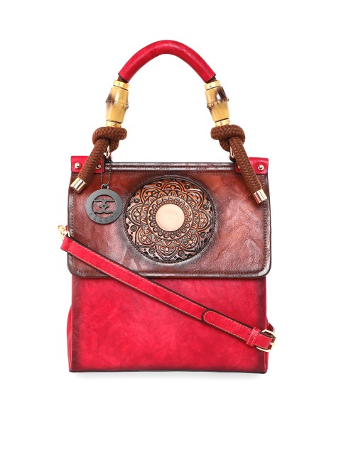 

ESBEDA Red Embellished PU Structured Handheld Bag
