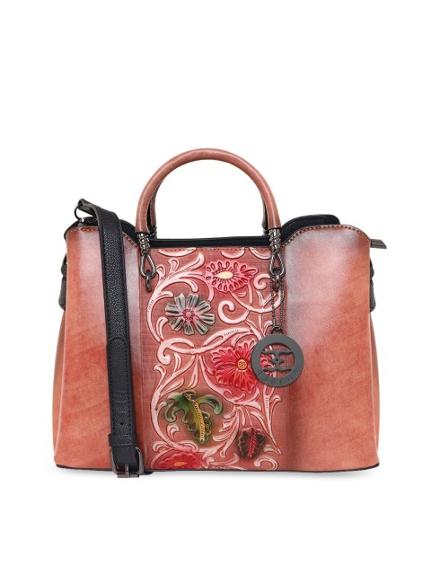 

ESBEDA Peach-Coloured Printed PU Shopper Handheld Bag