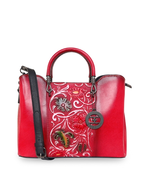 

ESBEDA Red Floral PU Structured Handheld Bag with Tasselled