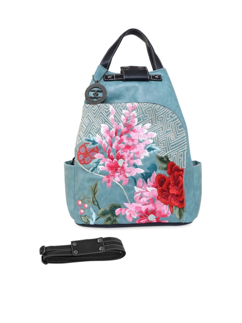 

ESBEDA Women Blue & Pink Embroidered Backpack