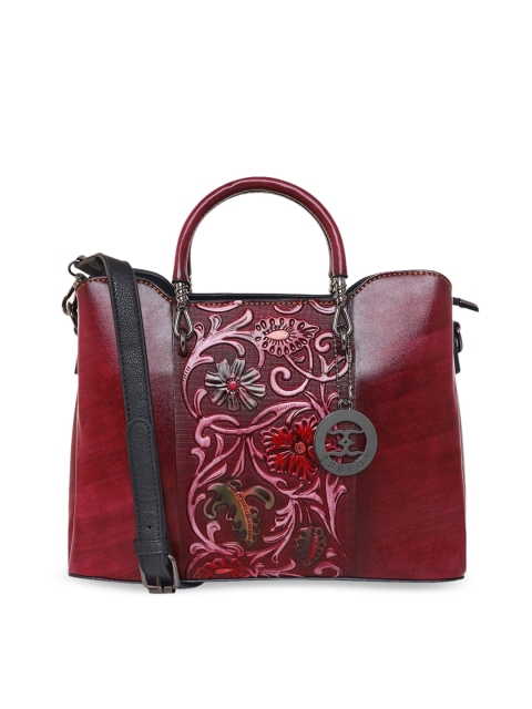 

ESBEDA Maroon Floral PU Structured Handheld Bag