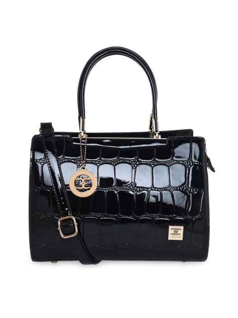 

ESBEDA Black Checked PU Structured Handheld Bag with Quilted