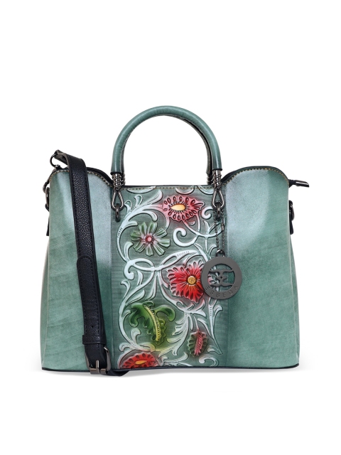 

ESBEDA Green Floral Printed PU Structured Handheld Bag