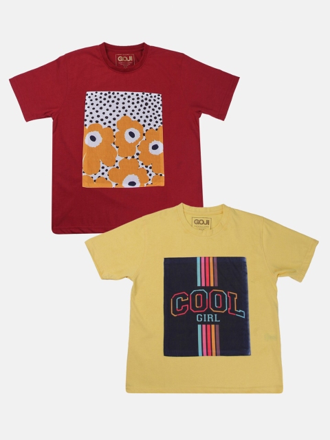 

GOJI Girls Assorted Typography Printed Applique T-shirt