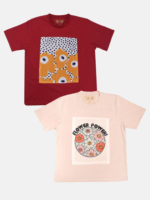 

GOJI Girls Assorted Typography Printed Applique T-shirt