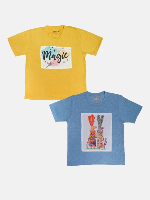 

GOJI Girls Assorted Typography Printed Applique T-shirt