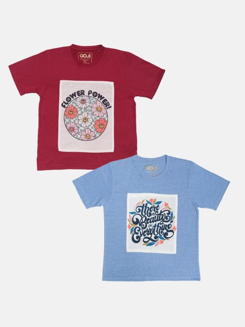 

GOJI Girls Assorted Typography Printed Applique T-shirt