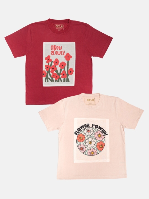 

GOJI Girls Assorted Typography Printed Applique T-shirt