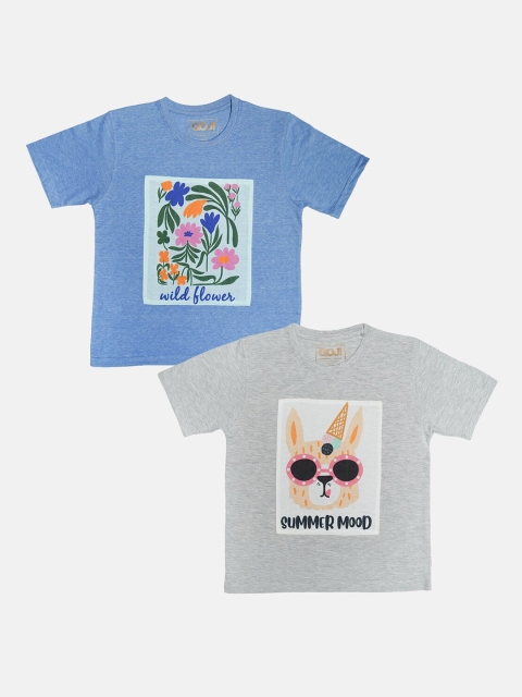 

GOJI Girls Assorted Typography Printed Applique T-shirt