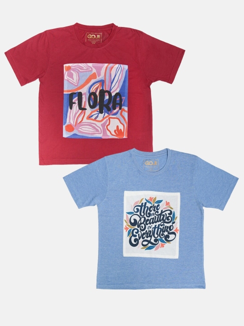 

GOJI Girls Assorted Typography Printed Applique T-shirt