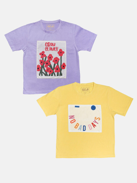 

GOJI Girls Assorted Typography Printed Applique T-shirt