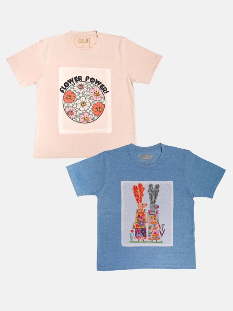 

GOJI Girls Assorted Floral Printed Applique T-shirt