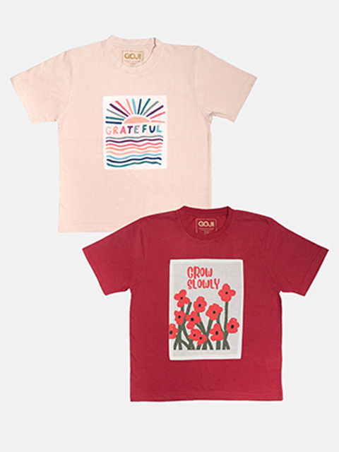 

GOJI Girls Assorted Typography Printed Applique T-shirt