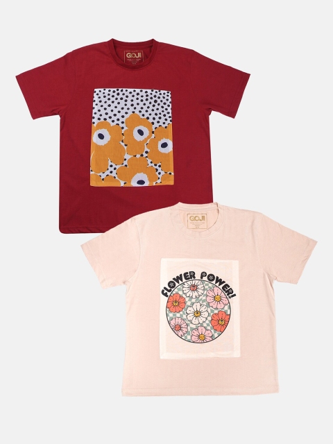 

GOJI Girls Assorted Typography Printed Applique T-shirt