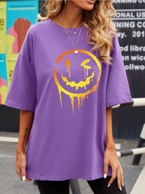 

URBANIC Women Purple Typography Printed Polo Collar Applique T-shirt