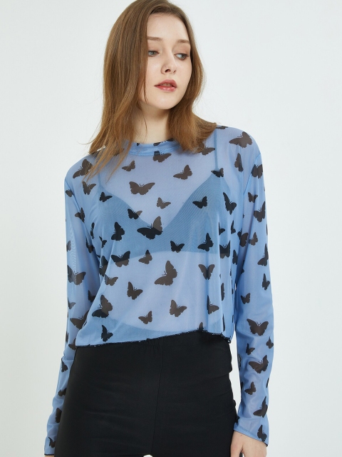 

URBANIC Women Blue Typography Printed T-shirt